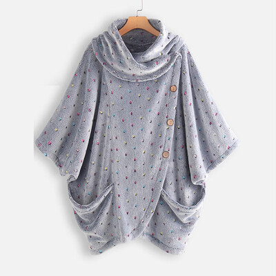 

Tailored Fashion Women Casual Plush Long Sleeve Polka dot Print O-Neck Sweatshirt Tops
