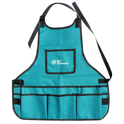 

600D Oxford Fabric Waterproof Multi Pockets Adjustable Apron Toolkit Garden Greening Work Clothes Blue
