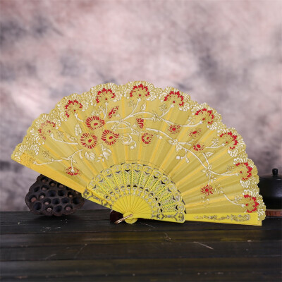 

Siaonvr Best Chinese Style Dance Wedding Party Lace Silk Folding Hand Held Flower Fan