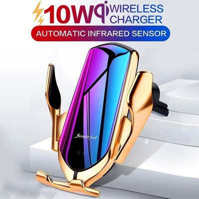 

New 10W Automatic Infrared Induction Clamping Wireless Car Charger 360 Degree Rotation Phone Charging Mount for iPhone X  XR 8P