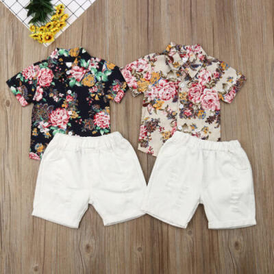 

Toddler Kids Baby Boy Clothes Boys Outfits Sets Floral T-Shirt TopsShort Pants