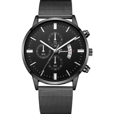 

GENEVA Fashion Military Watch Mesh Band Stainless Steel Analog Quartz Wristwatch Luxury Sport Watches Erkek Kol Saati
