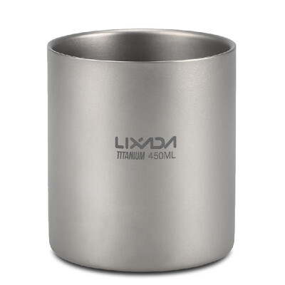 

Lixada 450ml Titanium Double Wall Insulated Water Cup Home Outdoor Camping Hiking Picnic Tea Cup Coffee Mug