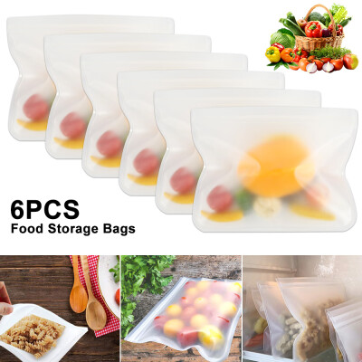 

6Pcs Reusable Food Storage Bags Large Set of 6 Leak-Proof Freezer-Proof Bags Extra Thick PEVA Plastic