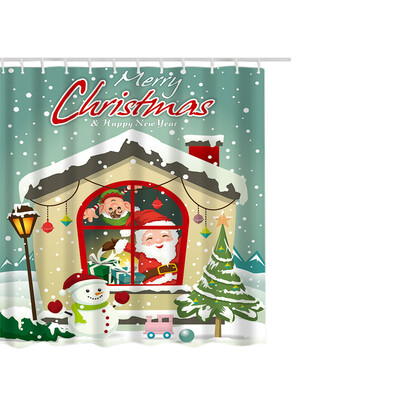 

Gobestart Christmas Waterproof Polyester Bathroom Shower Curtain Decor With Hooks 66x72