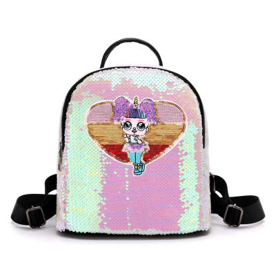 

Glitter Sequins Backpack Girls Cartoon Colorful Kids Travel Shoulder Bags
