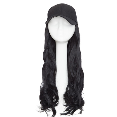 

Baseball Hat with Synthetic Hair Extension Black Color Long Wavy hair Extensions with Baseball Cap Black Hat for women
