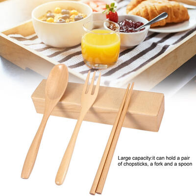 

Greensen Portable Eco-friendly Wooden Reusable Chopsticks Fork Spoon Storage Case Box
