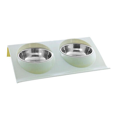 

Stainless Steel Dual Port Pet Feeding Bowl Dog Cat Water Food Dish Feeder
