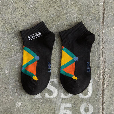 

Brand Quality Mens Socks Men Combed Cotton Cotton Embroidered Rhombic Personality Street Hip Hop Skateboard Socks
