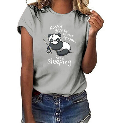

Starmoon Women Summer Keep Sleeping Printing Pockets Short Sleeve Shirt Casual Tunic Tops