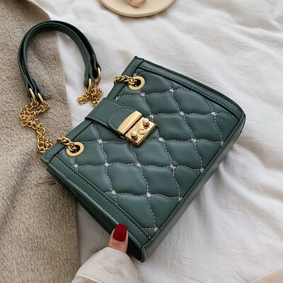 

Foreign style Lingge bag female 2019 new Korean fashion Joker chain shoulder slung small square bag