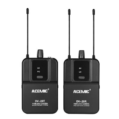 

ACEMIC DV-20 UHF True Diversity Wireless Microphone System Lavalier Mic 100M Effective Range with Transmitter & Receiver for DSLR