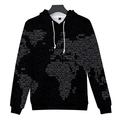 

Tailored Womens Autumn Long Sleeve O Neck World Map Printing Casual Hooded Sweater