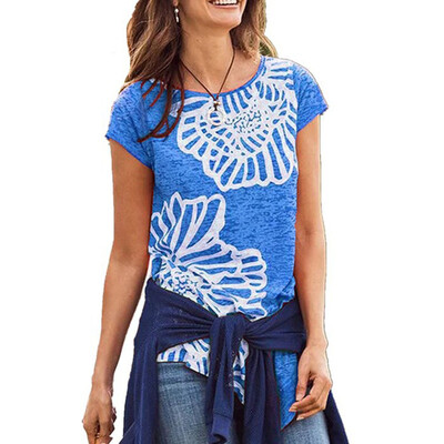 

Starmoon Women Summer Floral Printing Shirt Cold Shoulder Casual Tops Blouse