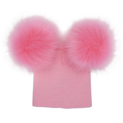 

Newborn Kids Baby Boy Girl Double Fur Pom Hat Winter Warm Knit Bobble Beanie Cap