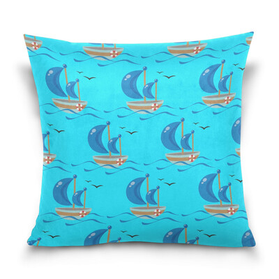 

ALAZA Throw Pillow Cover 16 X 16 inch Christmas Gift Cushion Cover with Boat Printed Pillowcase