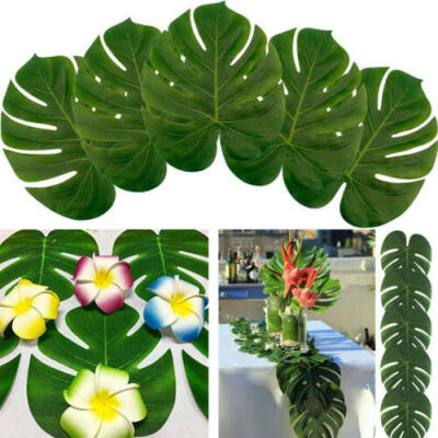 

12Pcs Green Artificial Tropical Palm Leaves Hawaiian Luau Party Table Decor ZOE