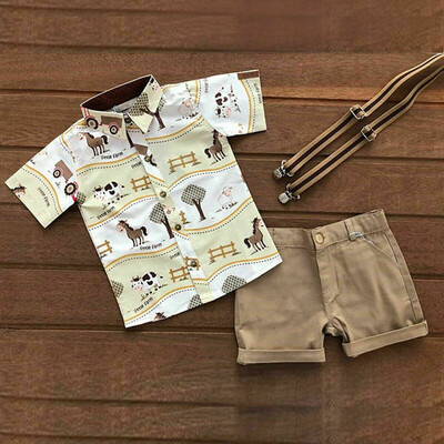 

2PCS Toddler Kids Baby Boy Gentleman Shirt TopsPants Shorts Clothes Outfits Set