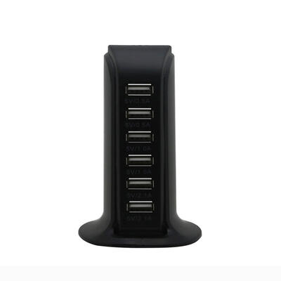 

6 Port USB Charger Multi-Port USB Charging Station Dock Stand for iPhone LG Xiaomi Huawei Samsung Note 8 - Black