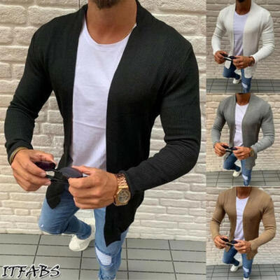 

Mens Autumn Cardigan Slim Fit Collar Knit Jacket Casual Long Sleeve Knit Jacket