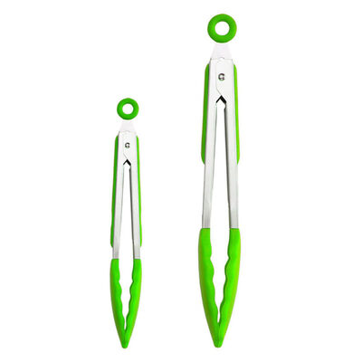 

2Pcs 912 inch Stainless Steel Handle Silicone Clamp Kitchen Tongs Cooking Clip
