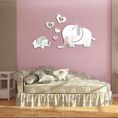 

Gobestart Elephant Wall Decor Mirror Sticker DIY Decal Removable Art Baby Kids Room Mural