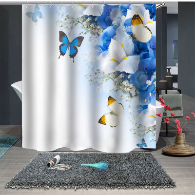 

Gobestart Popular Waterproof Shower Curtain With 12 Hooks Printed Bathroom 180x180cm