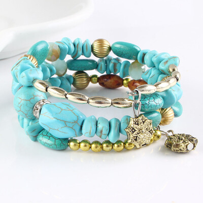 

Retro Handmade Multi-layer Crystal Beads Bracelet for Girls Woman Gift Fashion