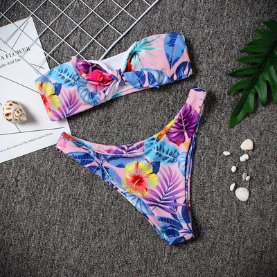 

Saidsome Women Sexy Floral Print Swimsuit Bikini Bathing Bra Bow Beachwear Suit