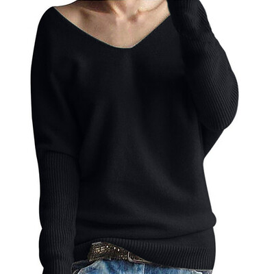 

Gobestart Fashion Women Winter Batwing Sleeve Solid Knitted Sweater Pullover Tops Blouse