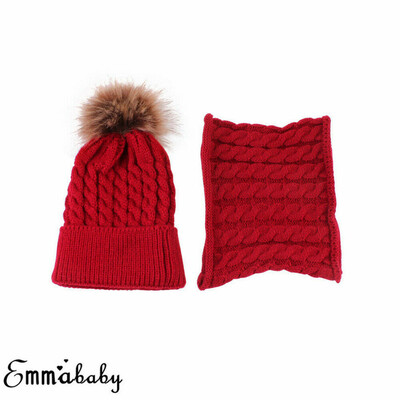 

Toddler Kids Baby Boy Girls Winter Warm Pom Bobble Hat Knit Beanie Cap Scarf Set