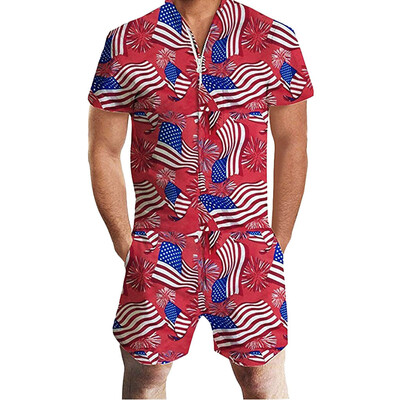 

Gobestart Fashion Mens 3D Printed Short Sleeve Large Size Clothes T-shirt Top Blouse Print Jumpsuit