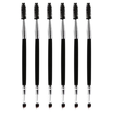 

6pcs Double Ended Eyebrow Brush Eyelash Brush Wooden Handle Eye Makeup Tool
