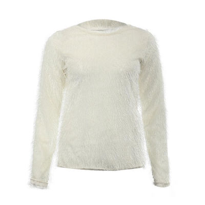 

Women Casual Plush Solid Color Sweater Long Sleeve Blouse Tops Shirt Loose Pullover Sweaters