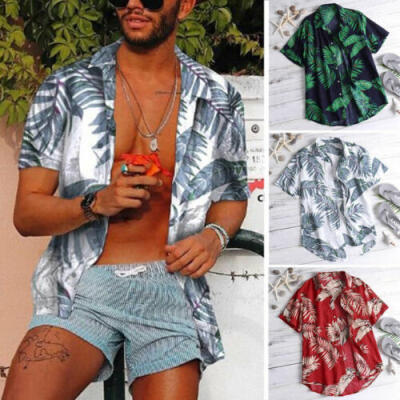 

Fashion Summer Mens hawaiian Beach Shirt Short Sleeve Casual T-shirt Tops