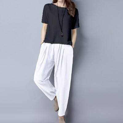 

Tailored Women Casual Solid Trousers Pants Trousers Ladies Loose Pants