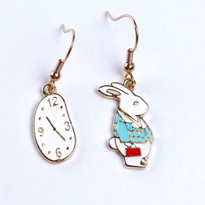 

Fashion Jewelry Earrings Rabbit Ear Studs Pocket Watch Simple Asymmetric Earrings