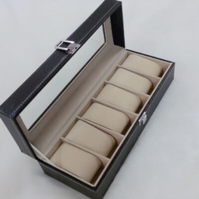 

〖Follure〗6 Slot Watch Box Display Case Organizer Cushion Storage Box WristWatch Bracelet