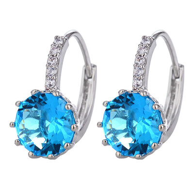 

Fashion Charm Geometry Flower Stud Earrings for Women Girl Korean Style Round Cubic Zircon Earring Jewelry Gift