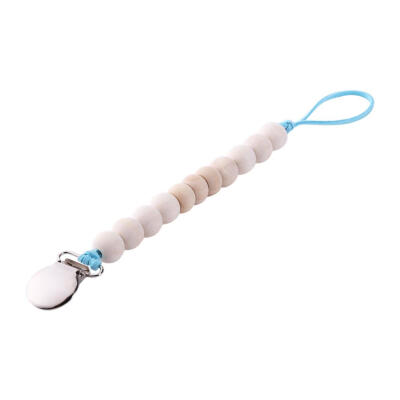 

Baby Pacifier Clip Chain Wooden Holder Soother Clips Nipple Leash Strap