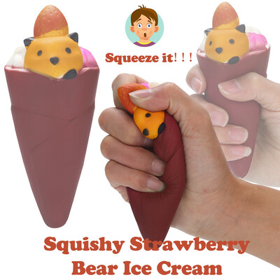 

Gotoamei 15cm Strawberry Bear Ice Cream Squishies Slow Rising Squeeze Stress Relieve Toy