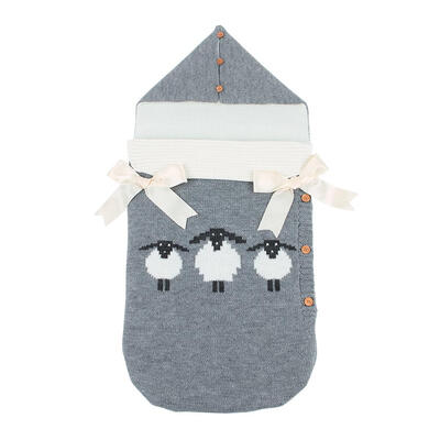 

Cartoon Newborn Baby Warm Knitted Sleeping Bag Button Swaddle Wrap Blanket