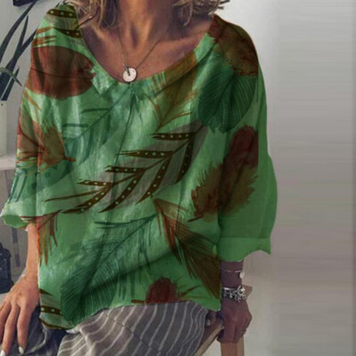 

Tailored Women Fashion O-Neck Print Batwing Sleeve Long Loose Blouse Tops