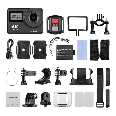 

4K Ultra HD WiFi Sports Action Camera 18MP 170° Wide Angle 20 Inch LCD Screen 30 Meters Waterproof with 2pcs Li-ion Batteries