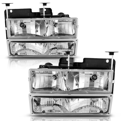 

For 94-98 Chevy CK 1500 2500 3500SilveradoSuburbanTahoe Composite Headlights with Bumper Lights