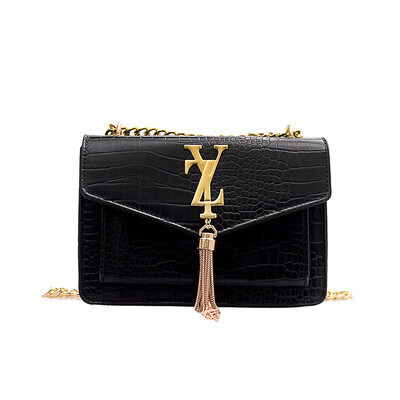 

Fashion pearl chain small square bag female 2019 new pu embroidery line shoulder bag tide Korean version of the wild diagonal female bag