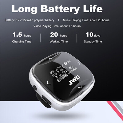 

JWD JWM-101 8GB Sport MP3 Player Portable Audio Player FM Radio Voice Recording E-Book 096 Inches Screen with Headphones