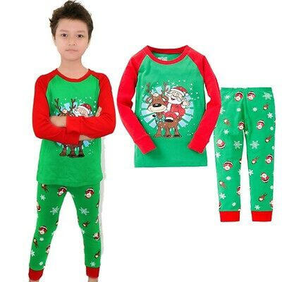 

Christmas Santa Baby Kids Boys Long Sleeve Sleepwear Suit Pajamas Sets Size 2T-7