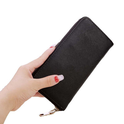 

Women Fashion Solid Color Zipper Long Purse Faux Leather Wristlet Clutch Wallet